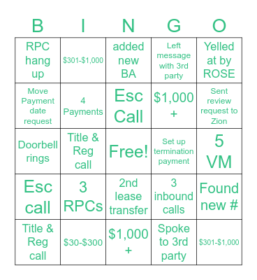 Clicklease Bingo Card