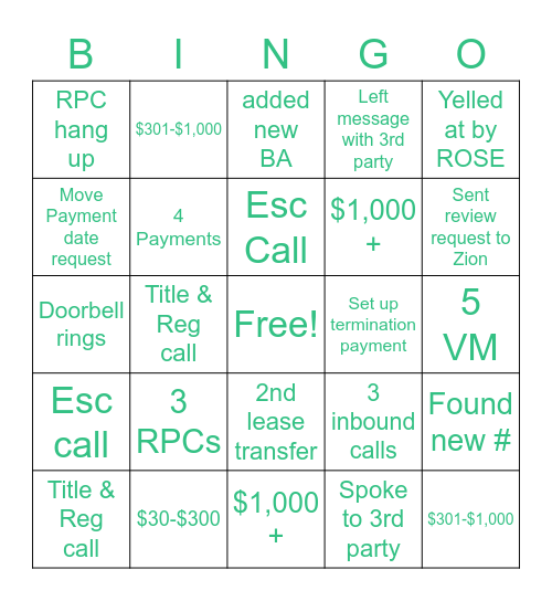 Clicklease Bingo Card