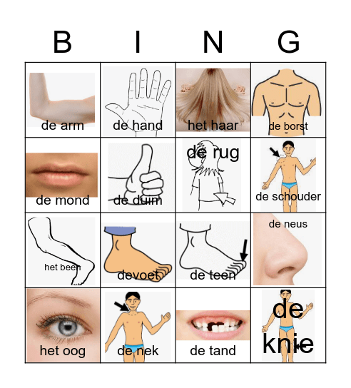 het lichaam Bingo Card