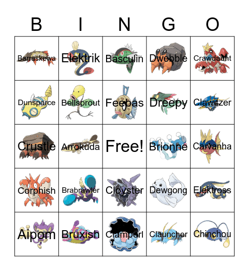 Pokemon Bingo Card