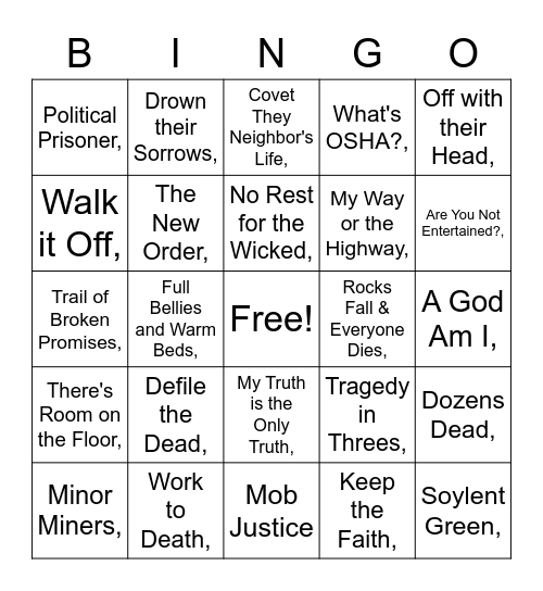 Moral Event Horizon Bingo Card