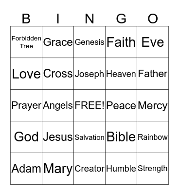 Bible Bingo Card