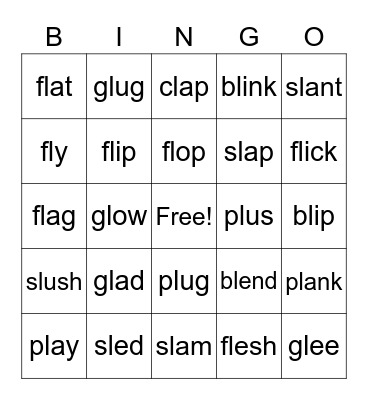 L Blends Bingo Card