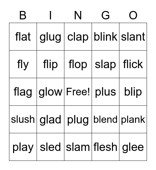 L Blends Bingo Card