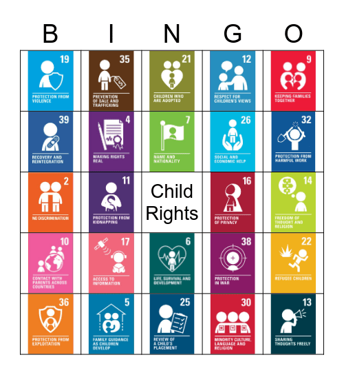 Child Rights (CRC) Bingo Card