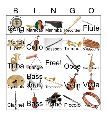 Instrument Bingo Card