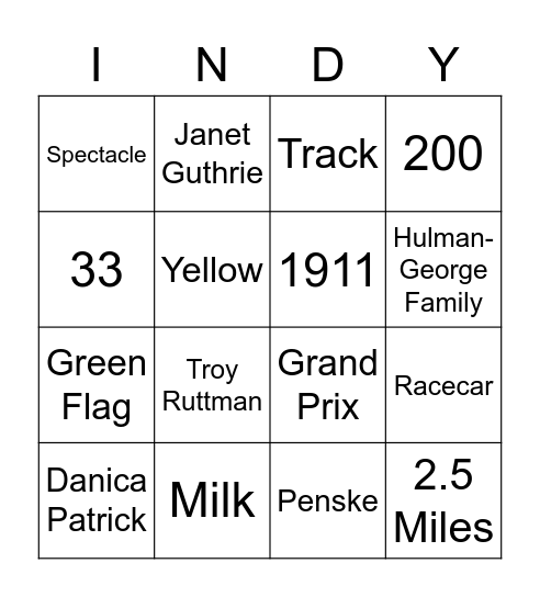 Biggs-Hansen Bingo Card