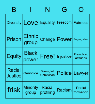 RACIAL JUSTICE Bingo Card