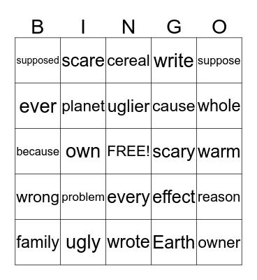 Clyde Monster   &   Sun Up, Sun Down Bingo Card