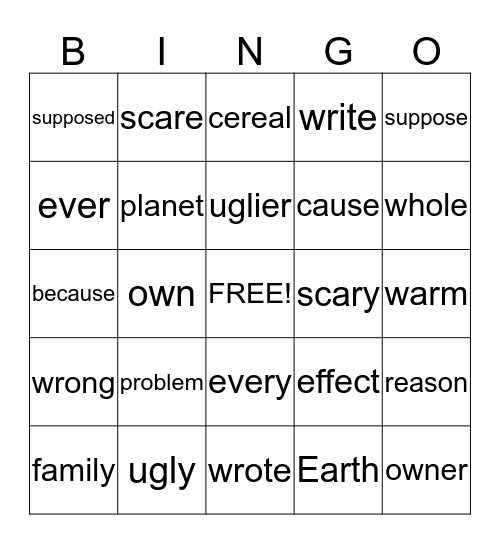 Clyde Monster   &   Sun Up, Sun Down Bingo Card