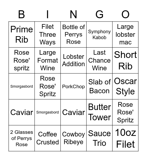 Perrys Bingo Card