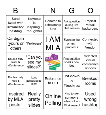 MLA'22 vConference Bingo Card