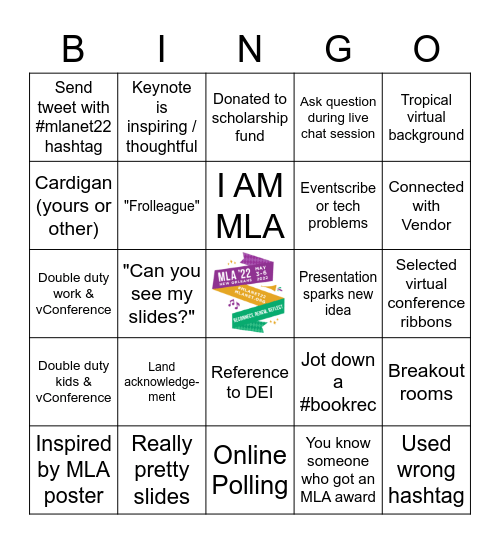 MLA'22 vConference Bingo Card