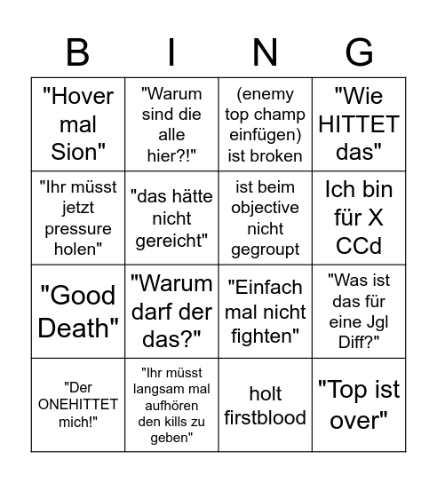 Johann Spielt Toplane Bingo Card