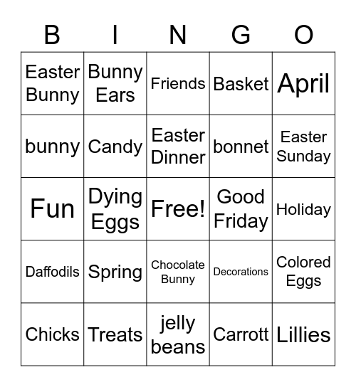 EASTER Bingo Card