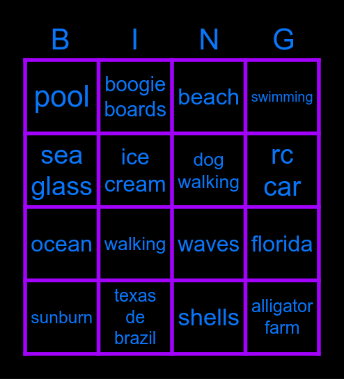 me Bingo Card