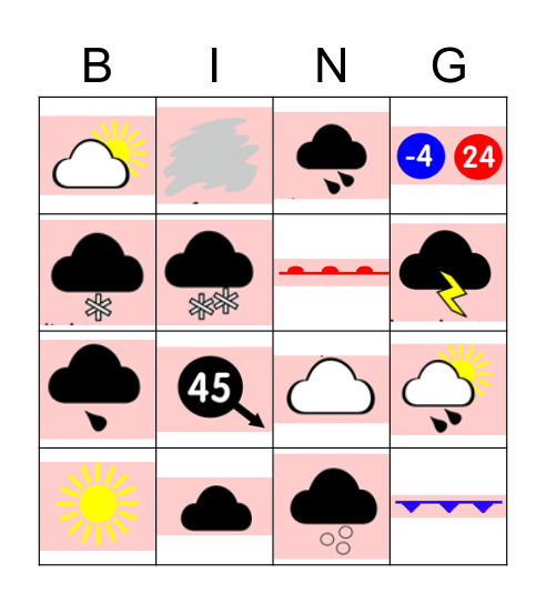 Weather Bingo Card