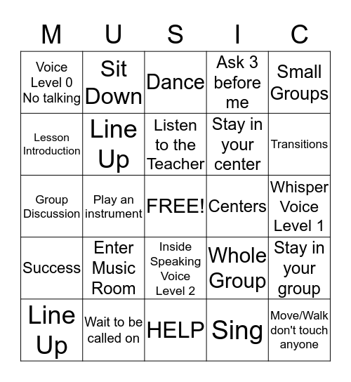 Music CHAMPS Bingo Card
