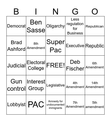 Government Bingo Card