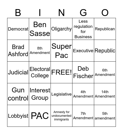 Government Bingo Card