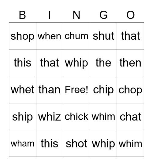 wh Bingo Card