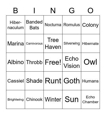 Silverwing Bingo Card
