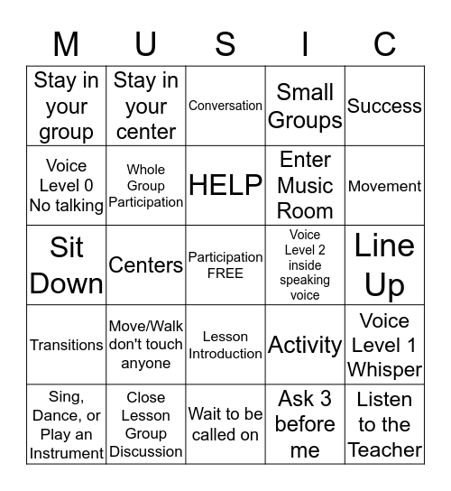 Music CHAMPS Bingo Card