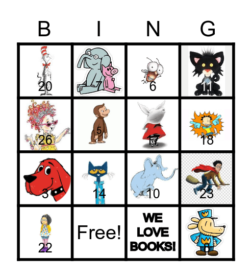 Book Character BINGO Card