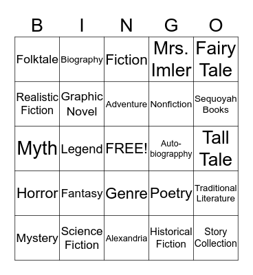 Genre Bingo Card