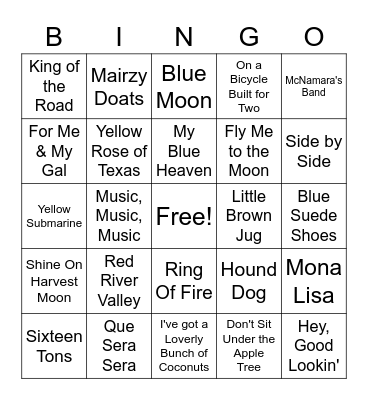 Music Bingo Card