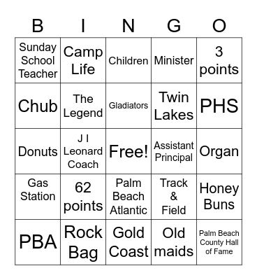 Leonard's BIG 60! Bingo Card