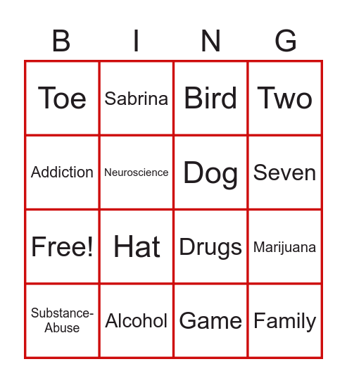 Get ADDICTED to BINGO Card