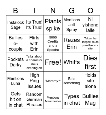 Jade Valorant Bingo Card
