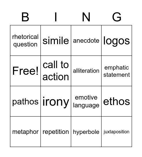 Language Devices Bingo Card