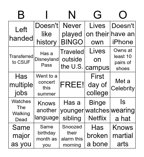 History 110A SI Bingo Card