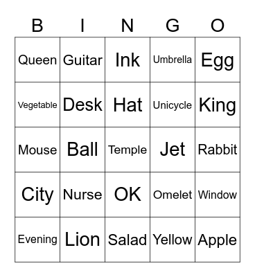 Sounds Bingo Card