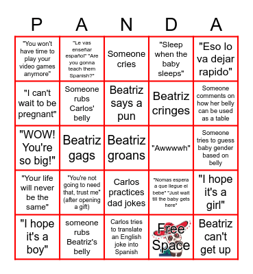 Pandamonium Baby Shower Bingo Card