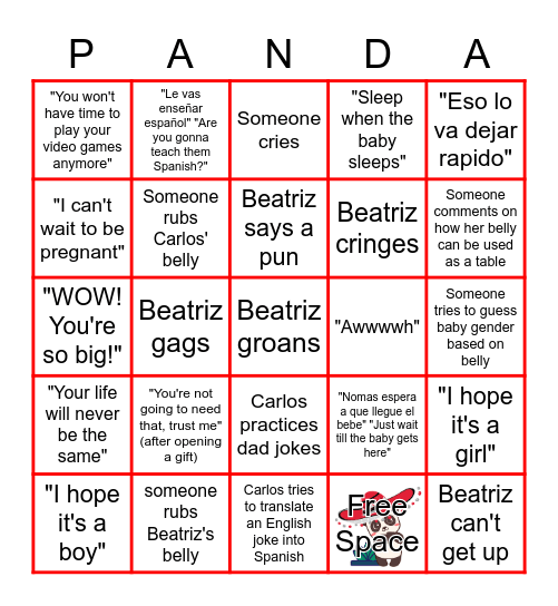 Pandamonium Baby Shower Bingo Card