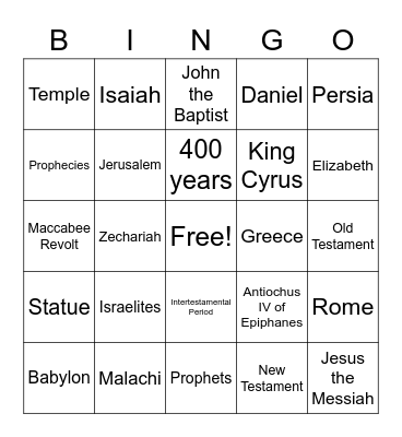Prepare the Way Bingo Card