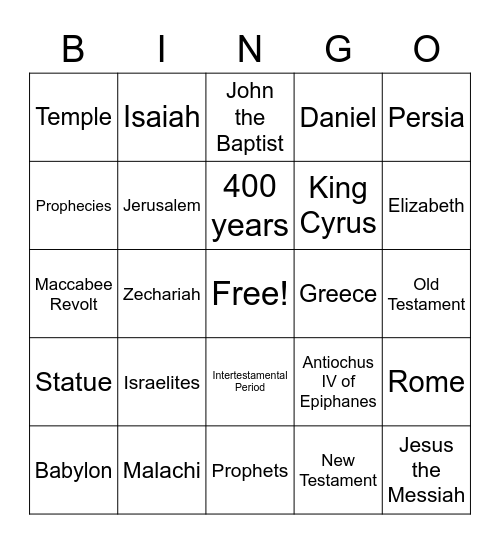 Prepare the Way Bingo Card