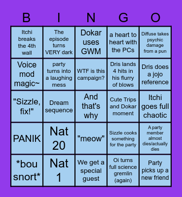 Rollfur bingo Card