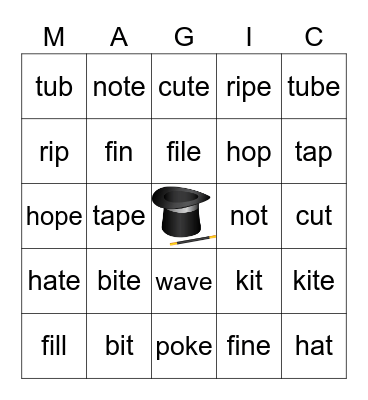 Magic E Bingo Card