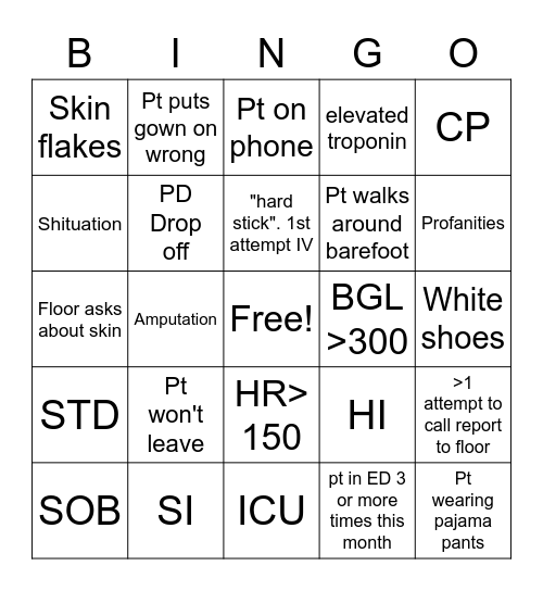 ED Bingo Card