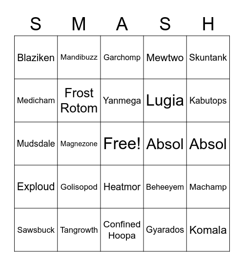 POKEMON Bingo Card