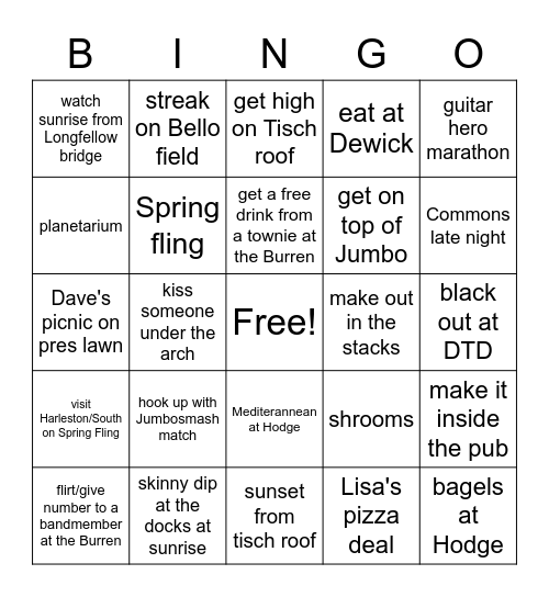 BEFORE WE GRADUATE Bingo Card