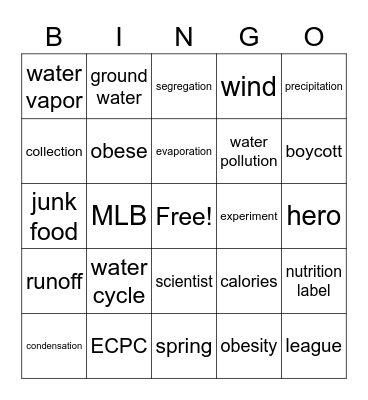 third grade spring bingo Card