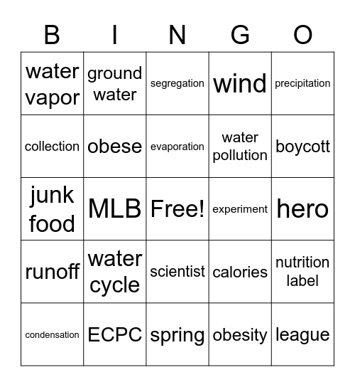 third grade spring bingo Card