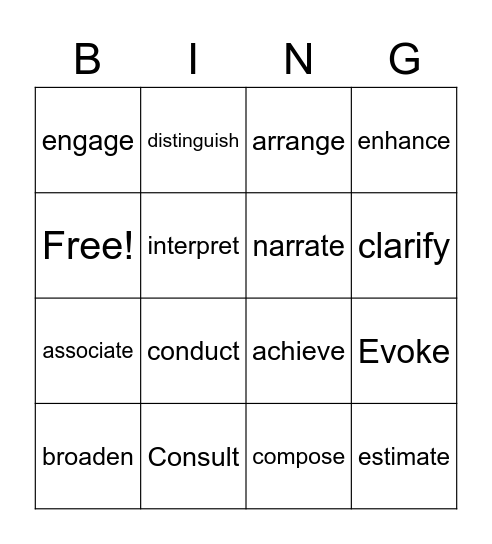 Context clue bingo Card