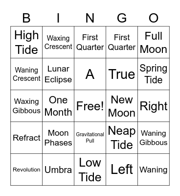 The Moon Review Bingo Card