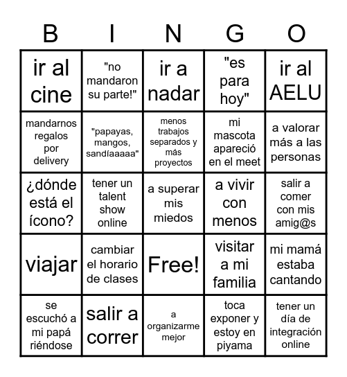 J U V E N T U D Bingo Card